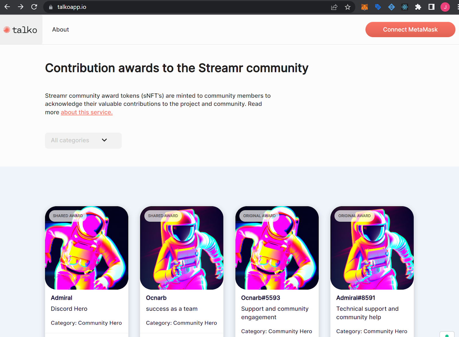Streamr Awards are here! Contribute and earn unique sNFTs
